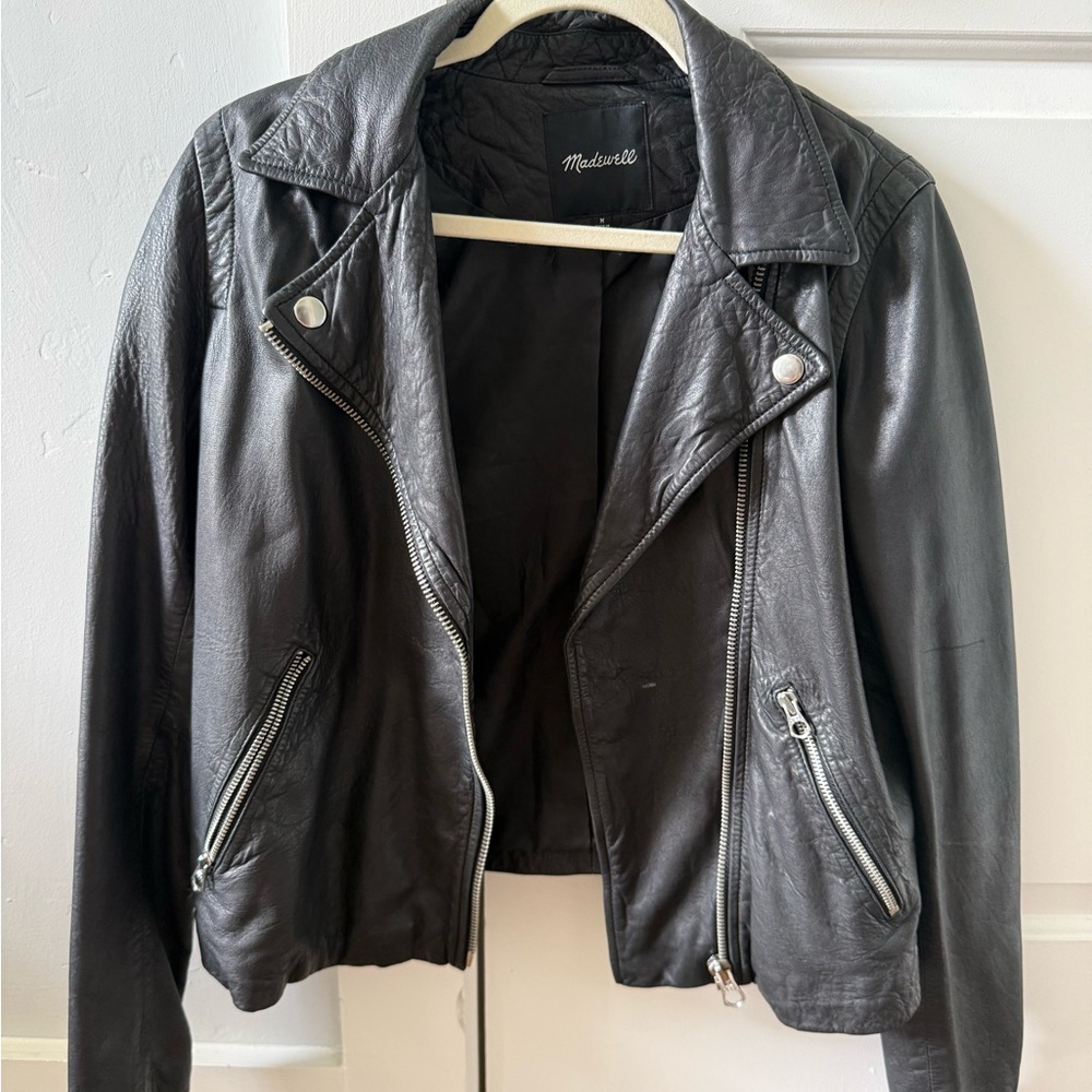 Madewell Charcoal Leather Biker Jacket